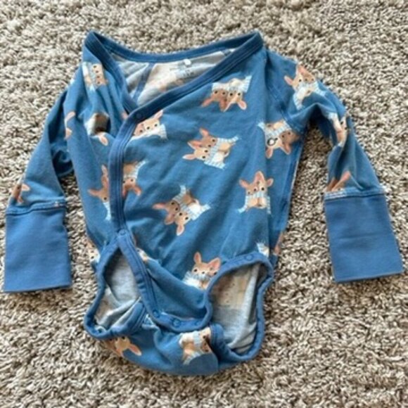 Polarn O. Pyret & Petunia Pickle Bottom Blue Themed Newborn Kimono Wrap Top NWT - Picture 1 of 10